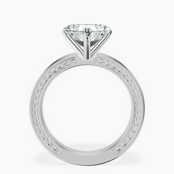 Platinum Ivory Vintage Solitaire Lab Diamond Ring side right image one