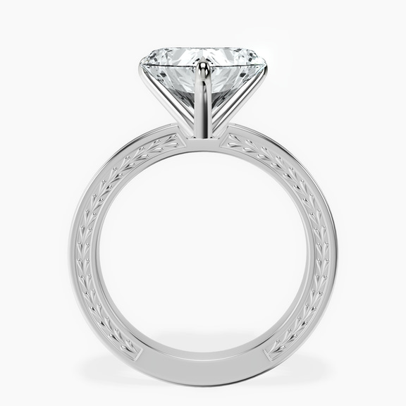 18kt White Gold Ivory Vintage Solitaire Lab Diamond Ring side right image one