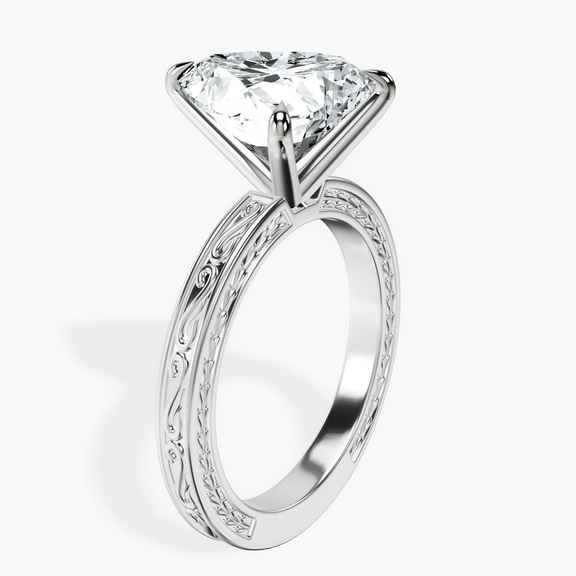 Platinum Ivory Vintage Solitaire Lab Diamond Ring standing product image one