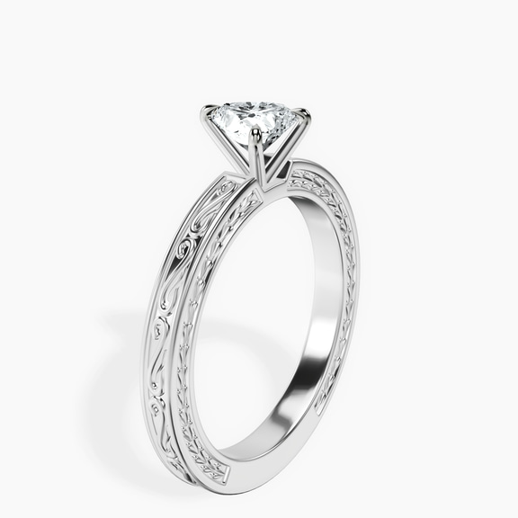Platinum Ivory Vintage Solitaire Lab Diamond Ring standing product image one