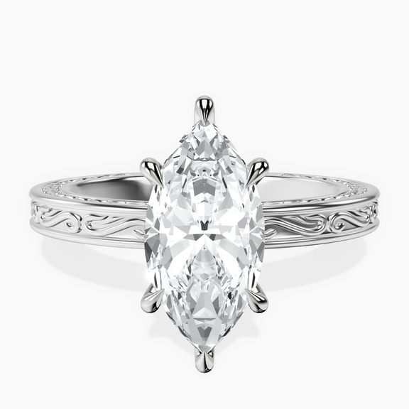 14ct White Gold Ivory Vintage Solitaire Lab Diamond Ring front image