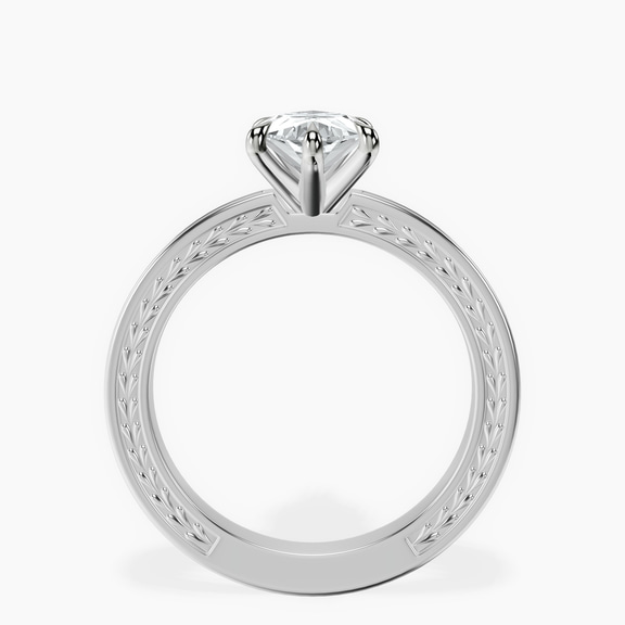 14ct White Gold Ivory Vintage Solitaire Lab Diamond Ring side right image one