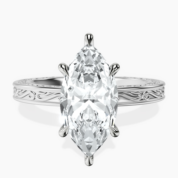 Platinum Ivory Vintage Solitaire Lab Diamond Ring front image