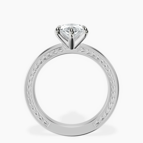Platinum Ivory Vintage Solitaire Lab Diamond Ring side right image one