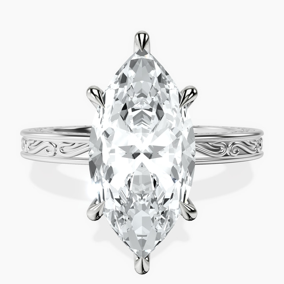 Platinum Ivory Vintage Solitaire Lab Diamond Ring front image