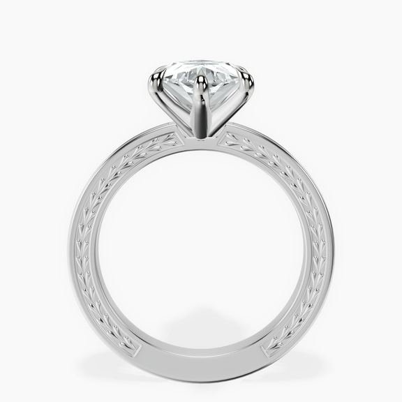 Platinum Ivory Vintage Solitaire Lab Diamond Ring side right image one