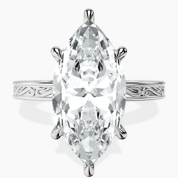 18kt White Gold Ivory Vintage Solitaire Lab Diamond Ring front image
