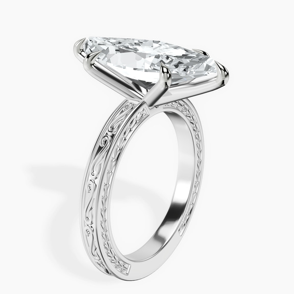 18kt White Gold Ivory Vintage Solitaire Lab Diamond Ring standing product image one