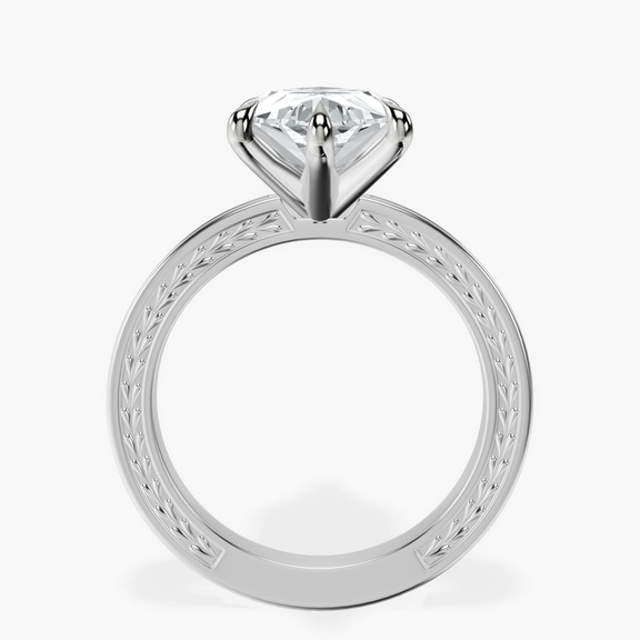 18kt White Gold Ivory Vintage Solitaire Lab Diamond Ring side right image one