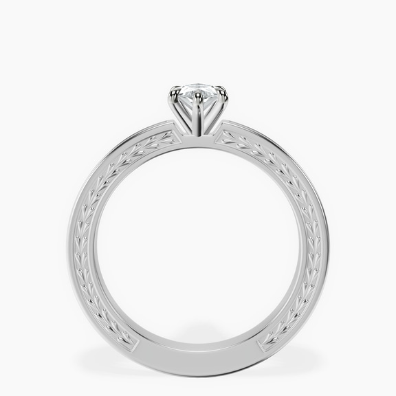 18kt White Gold Ivory Vintage Solitaire Lab Diamond Ring side right image one