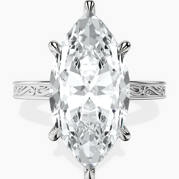 Platinum Ivory Vintage Solitaire Lab Diamond Ring front image