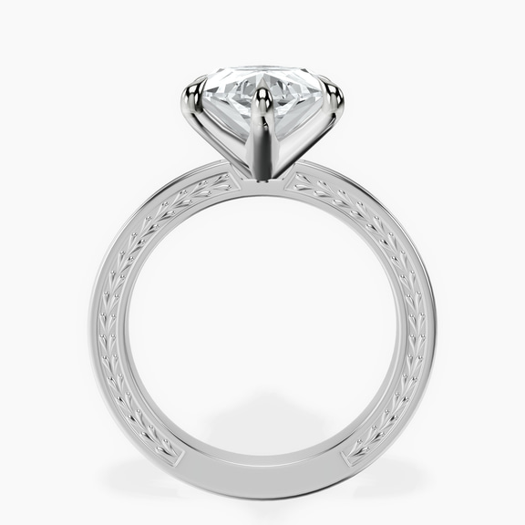 Platinum Ivory Vintage Solitaire Lab Diamond Ring side right image one