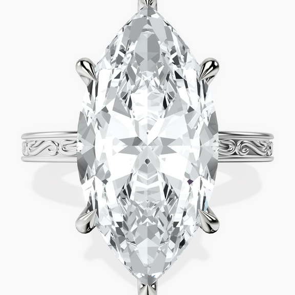 Platinum Ivory Vintage Solitaire Lab Diamond Ring front image