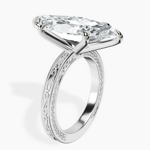 Platinum Ivory Vintage Solitaire Lab Diamond Ring standing product image one
