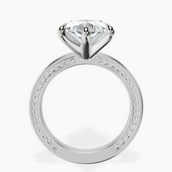 Platinum Ivory Vintage Solitaire Lab Diamond Ring side right image one