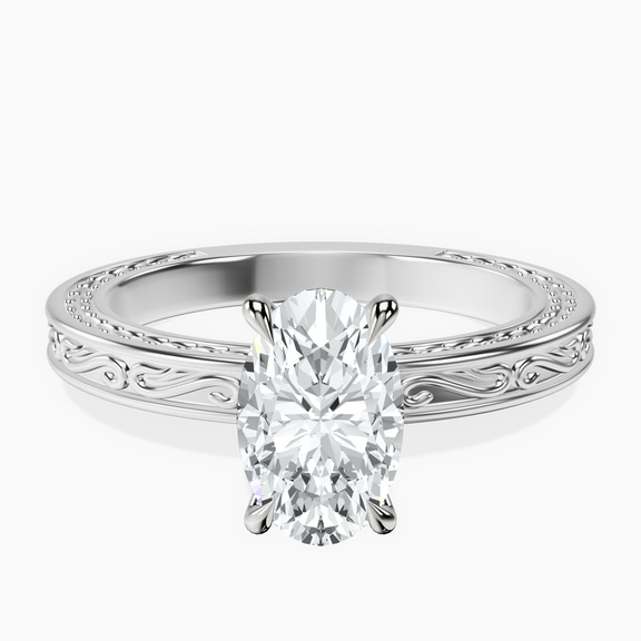 Platinum Ivory Vintage Solitaire Lab Diamond Ring front image