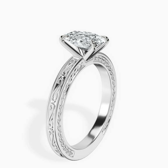 Platinum Ivory Vintage Solitaire Lab Diamond Ring standing product image one