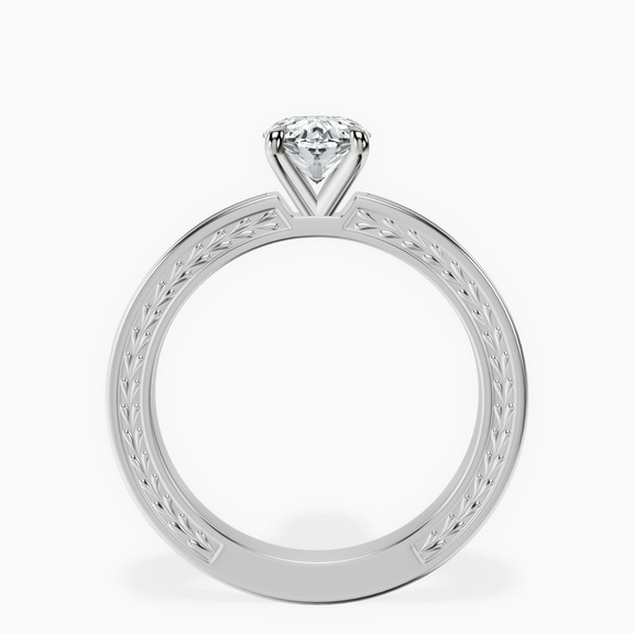 Platinum Ivory Vintage Solitaire Lab Diamond Ring side right image one
