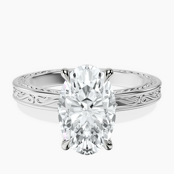 Platinum Ivory Vintage Solitaire Lab Diamond Ring front image