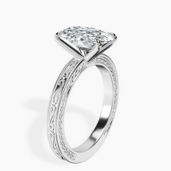 Platinum Ivory Vintage Solitaire Lab Diamond Ring standing product image one