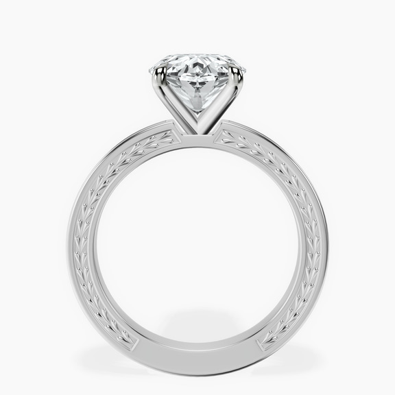 14kt White Gold Ivory Vintage Solitaire Lab Diamond Ring side right image one