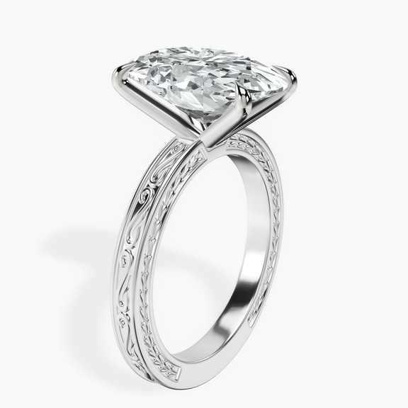 14kt White Gold Ivory Vintage Solitaire Lab Diamond Ring standing product image one
