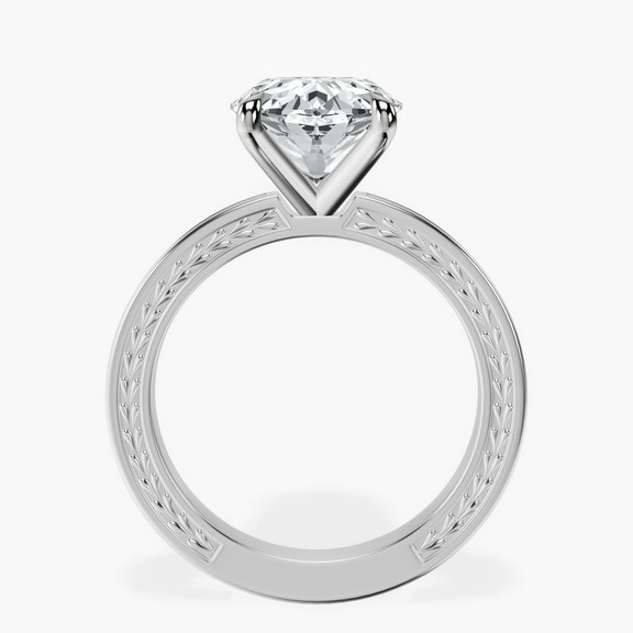 14kt White Gold Ivory Vintage Solitaire Lab Diamond Ring side right image one