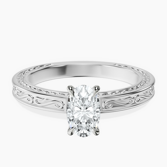 Platinum Ivory Vintage Solitaire Lab Diamond Ring front image
