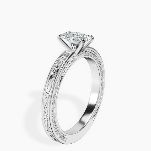 Platinum Ivory Vintage Solitaire Lab Diamond Ring standing product image one