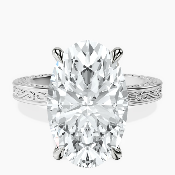 18kt White Gold Ivory Vintage Solitaire Lab Diamond Ring front image