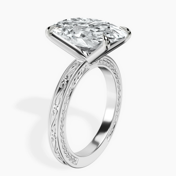 18kt White Gold Ivory Vintage Solitaire Lab Diamond Ring standing product image one