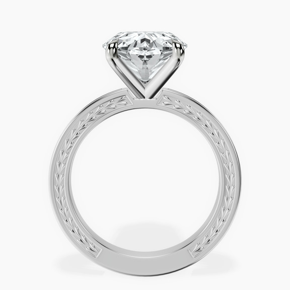 18kt White Gold Ivory Vintage Solitaire Lab Diamond Ring side right image one