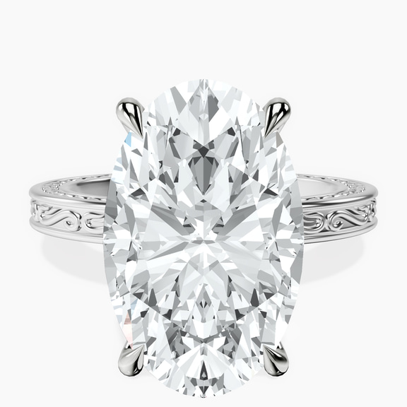 10kt White Gold Ivory Vintage Solitaire Lab Diamond Ring front image