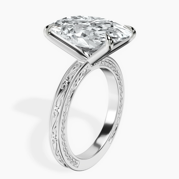 10kt White Gold Ivory Vintage Solitaire Lab Diamond Ring standing product image one