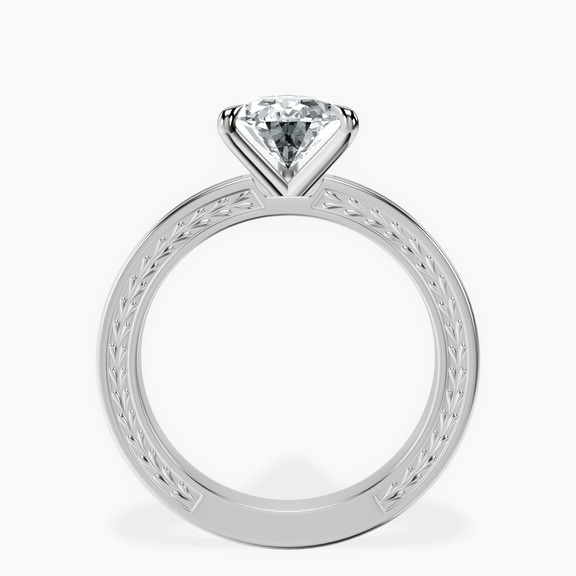 9ct White Gold Ivory Vintage Solitaire Lab Diamond Ring side right image one