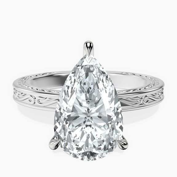 Platinum Ivory Vintage Solitaire Lab Diamond Ring front image