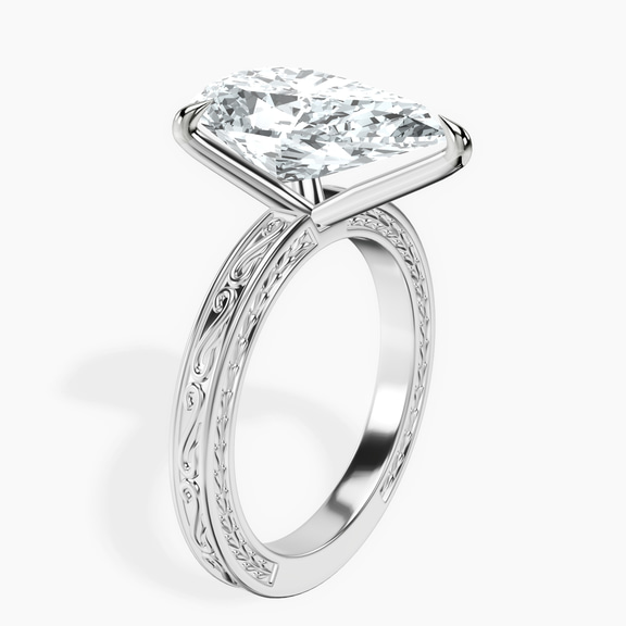 10kt White Gold Ivory Vintage Solitaire Lab Diamond Ring standing product image one