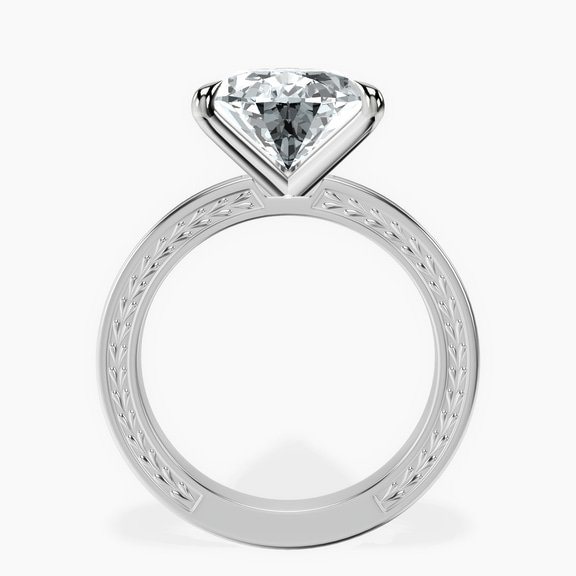 10kt White Gold Ivory Vintage Solitaire Lab Diamond Ring side right image one