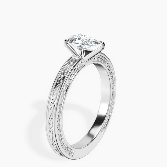 Platinum Ivory Vintage Solitaire Lab Diamond Ring standing product image one