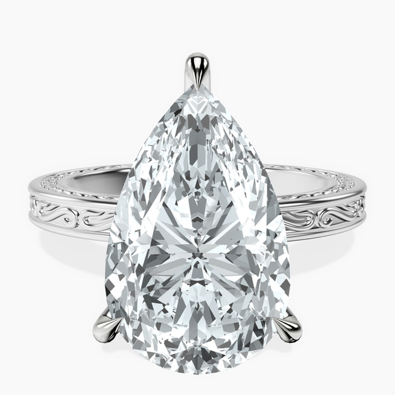 Platinum Ivory Vintage Solitaire Lab Diamond Ring front image