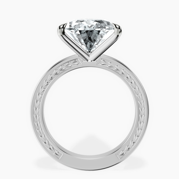 Platinum Ivory Vintage Solitaire Lab Diamond Ring side right image one