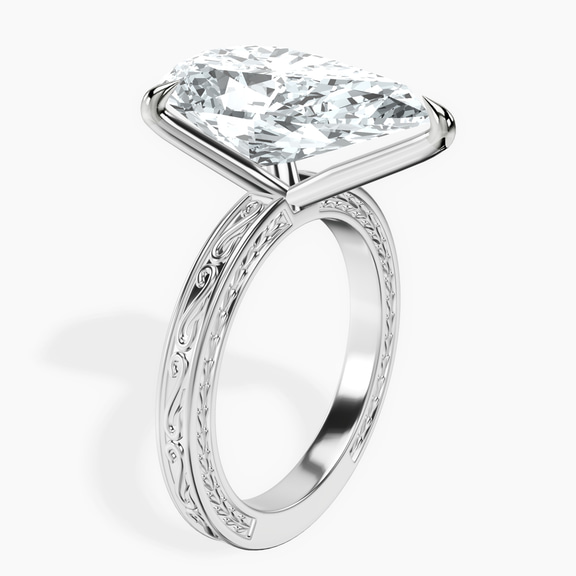 14kt White Gold Ivory Vintage Solitaire Lab Diamond Ring standing product image one