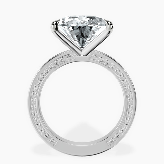 14kt White Gold Ivory Vintage Solitaire Lab Diamond Ring side right image one