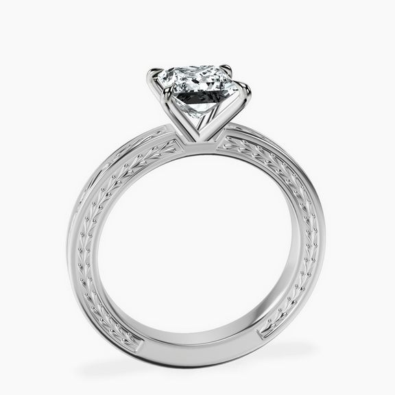 Platinum Ivory Vintage Solitaire Lab Diamond Ring side right image one