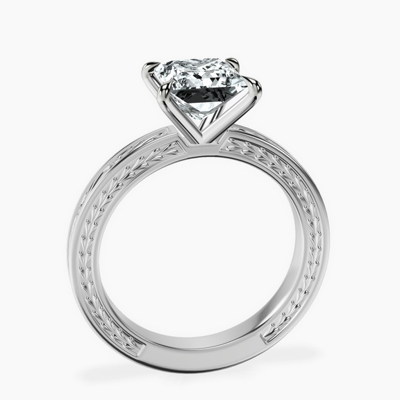 18ct White Gold Ivory Vintage Solitaire Lab Diamond Ring side right image one