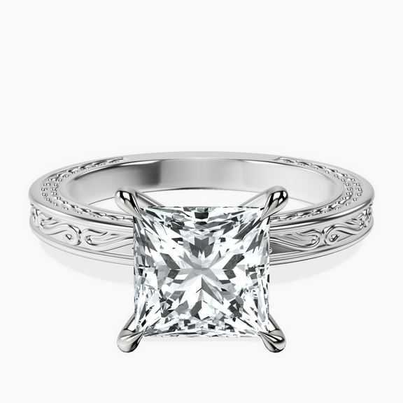 Platinum Ivory Vintage Solitaire Lab Diamond Ring front image