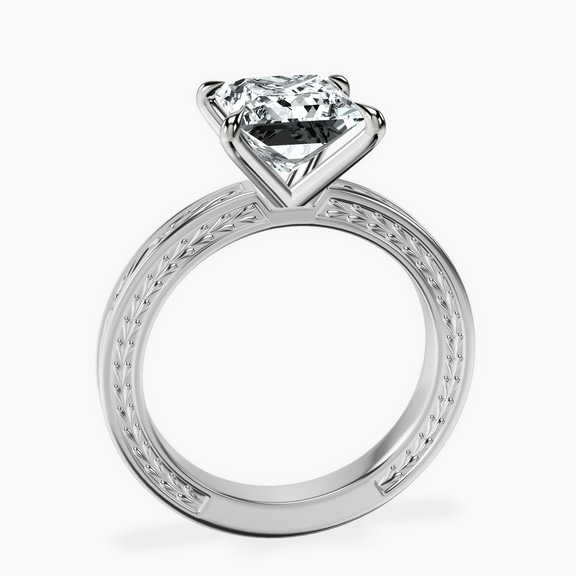 Platinum Ivory Vintage Solitaire Lab Diamond Ring side right image one
