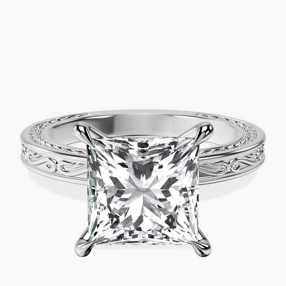 Platinum Ivory Vintage Solitaire Lab Diamond Ring front image