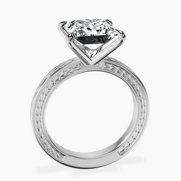 Platinum Ivory Vintage Solitaire Lab Diamond Ring side right image one