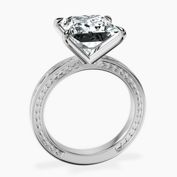 10kt White Gold Ivory Vintage Solitaire Lab Diamond Ring side right image one